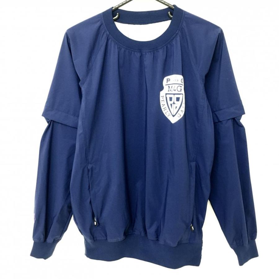 超美品】パーリーゲイツ 2WAYスニード ネイビー フロッキーロゴ白 袖