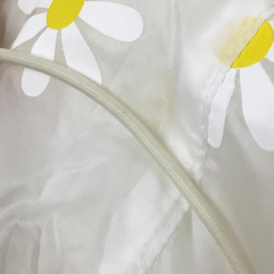 美品】パーリーゲイツ ナイロンパーカー 白×イエロー 花柄 透け感 薄手