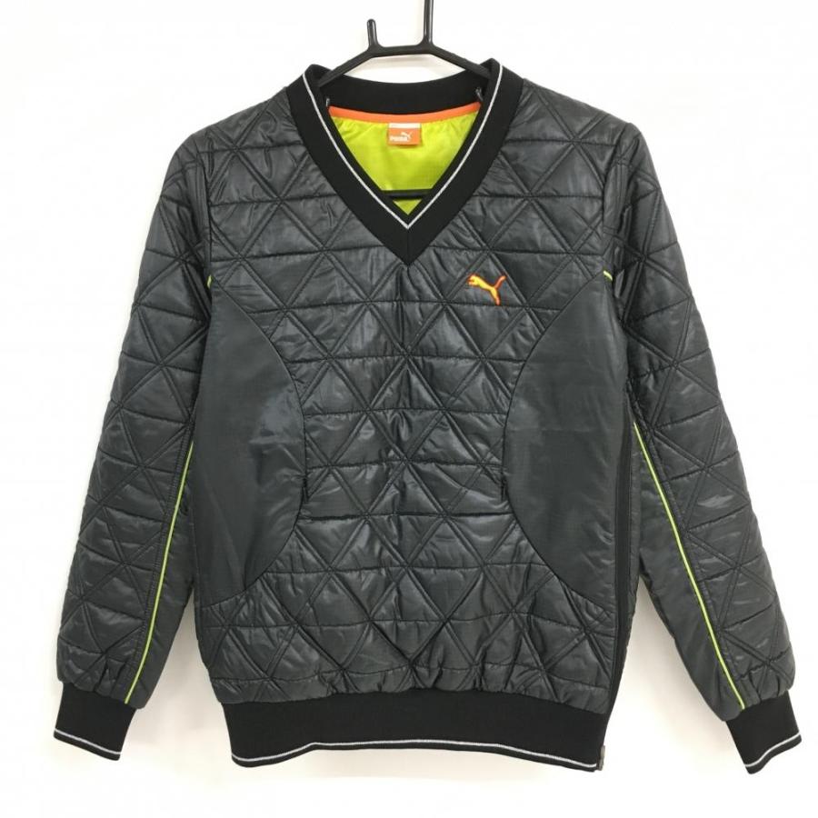 超美品】プーマ 中綿スニード 黒 千鳥格子柄 Vネック サイド 超美品】プーマ 中綿スニード 黒 千鳥格子柄 Vネック サイド