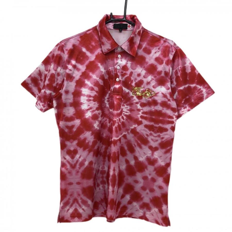ダンスウィズドラゴン 半袖ポロシャツ レッド タイダイ柄 スパンコール  