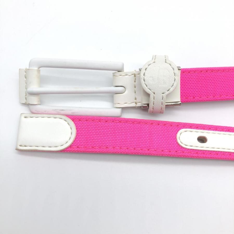 美品】ジャックバニー 細ベルト ピンク×白 レディース ゴルフウェア