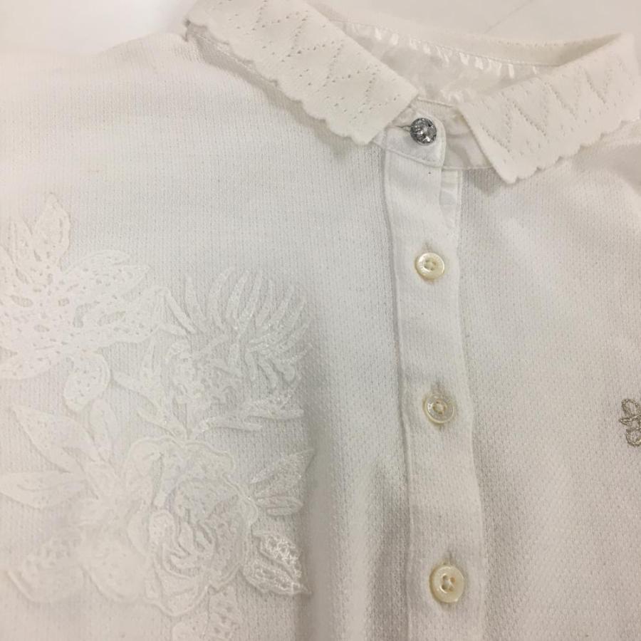 St ANDREWS セントアンドリュース 長袖ポロシャツ 白 花刺しゅう 襟