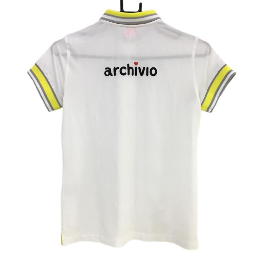 archivio（アルチビオ） 半袖ポロシャツ 白×イエロー 襟袖口ボーダー