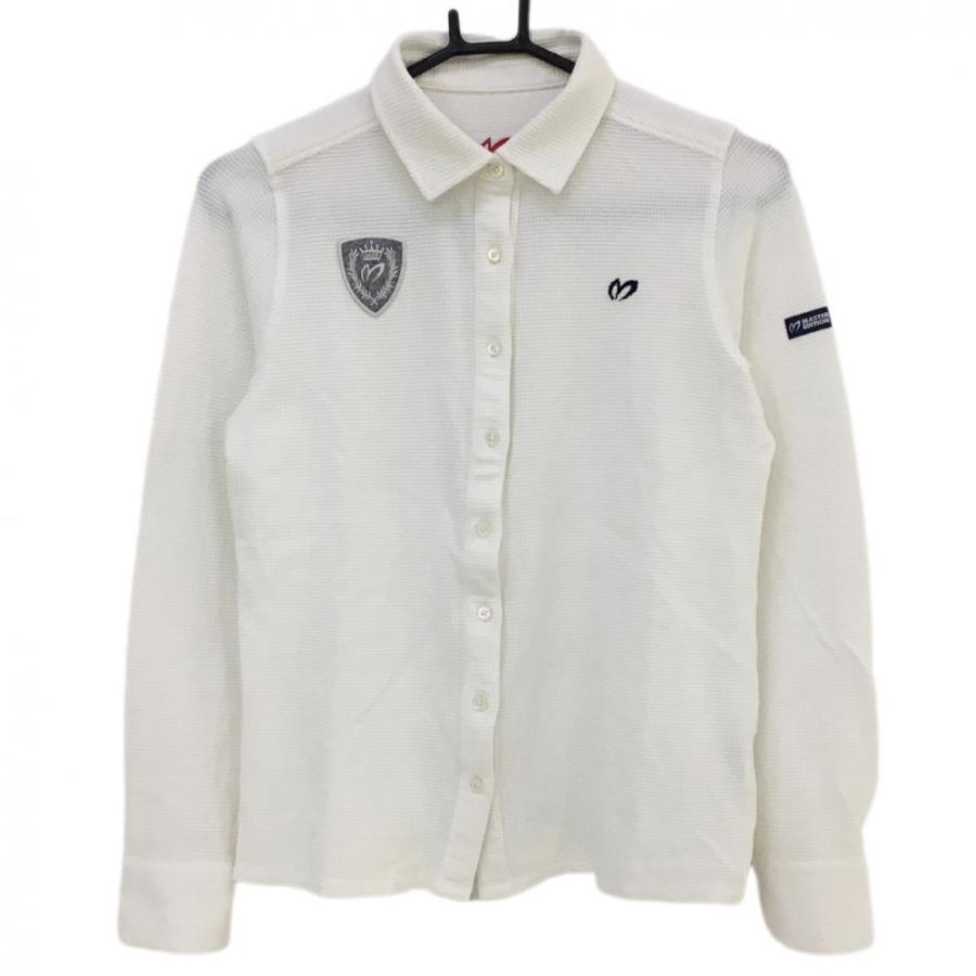 パーリーゲイツ 長袖シャツ 白 凹凸生地 ストレッチ レディース 1(M