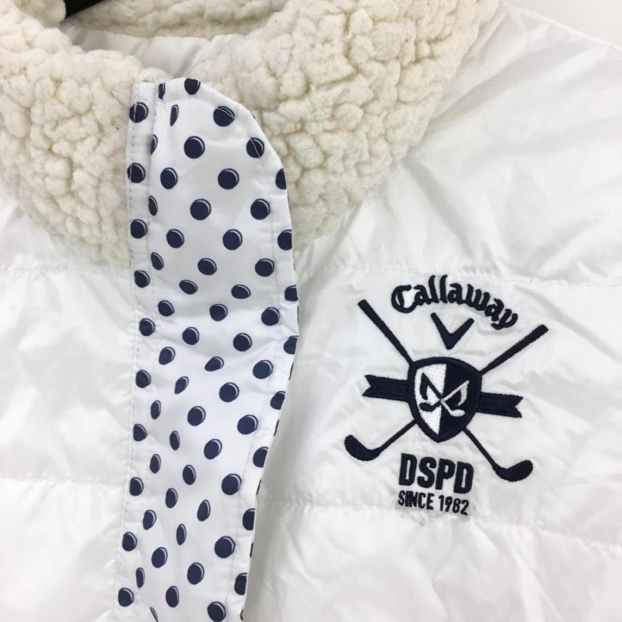 Callaway 中綿 ワンピース 白 新品タグ付き！L Callaway（キャロウェイ） 2WAY中綿ワンピース 白×ネイビー ドット柄