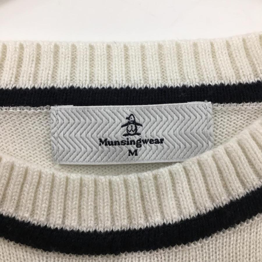 Munsingwear（マンシングウェア） ニットセーター 白×ダークネイビー