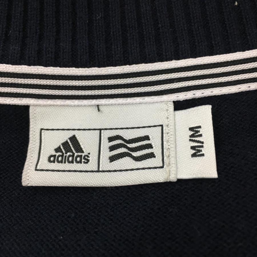 adidas（アディダス） ニットセーター ネイビー×白 一部ボーダー 綿100