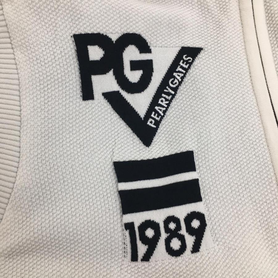 美品】パーリーゲイツ リバーシブルジップベスト ネイビー×白 メッシュ