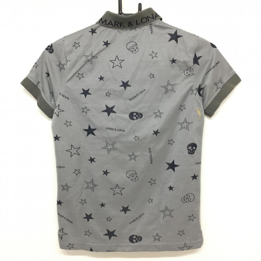 MARK&LONA マークアンドロナ 半袖ポロシャツ グレー×ネイビー スカル星