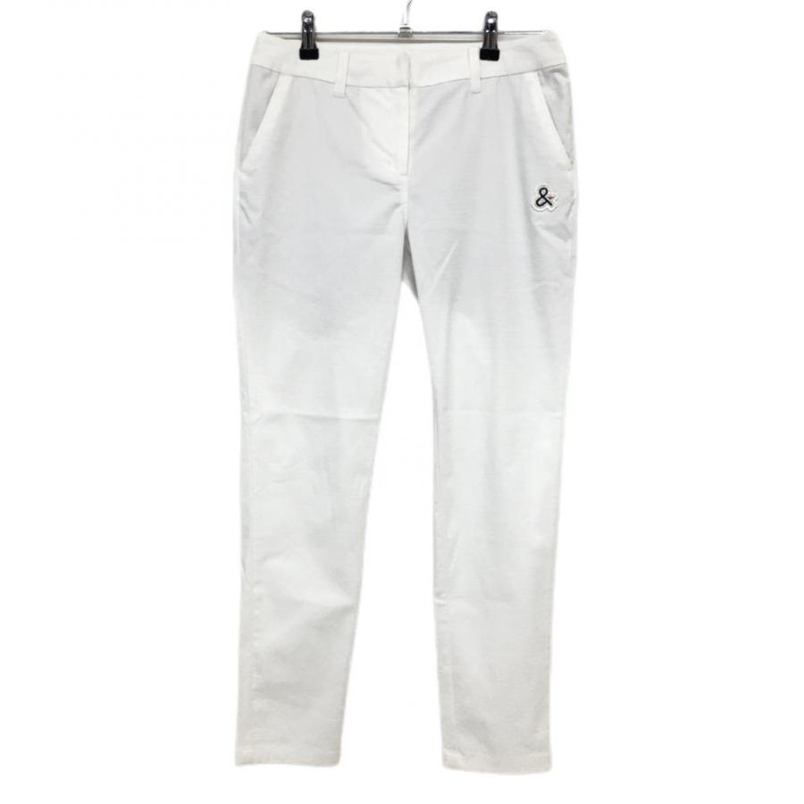 美品】アンパスィ ストレッチパンツ 白 織生地 裏地付き レディース M