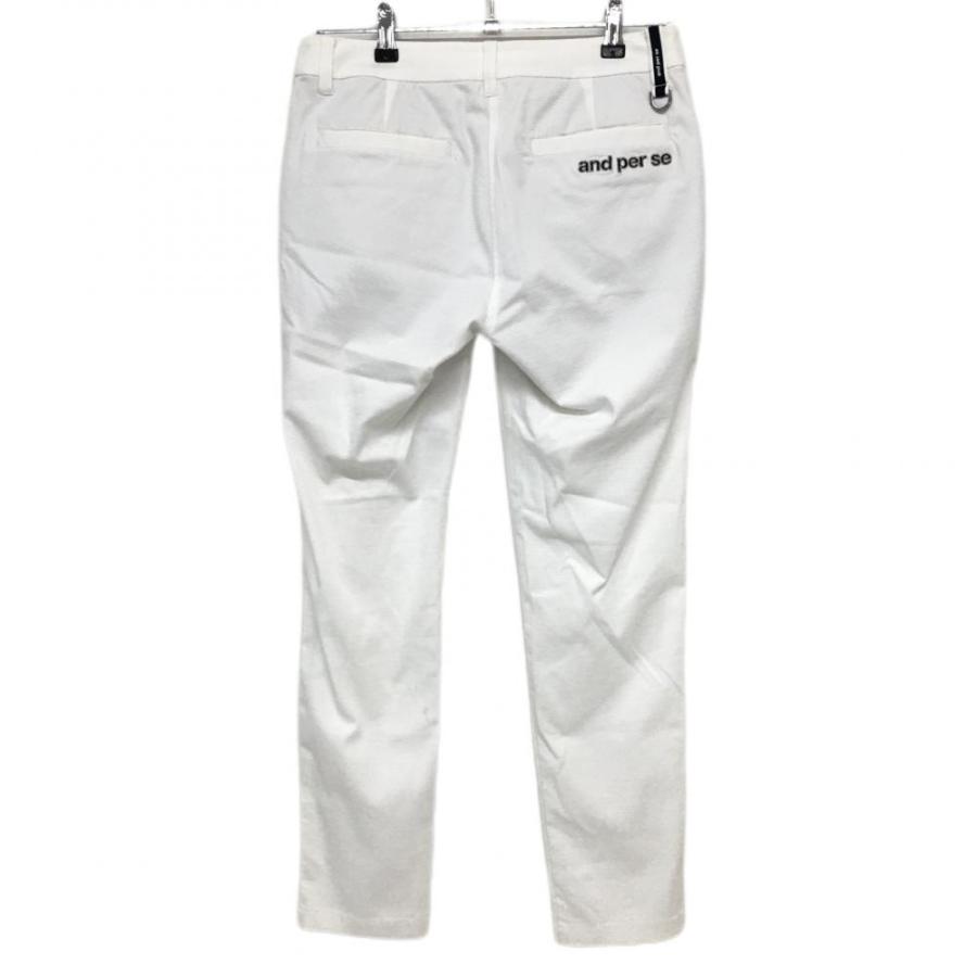 美品】アンパスィ ストレッチパンツ 白 織生地 裏地付き レディース M