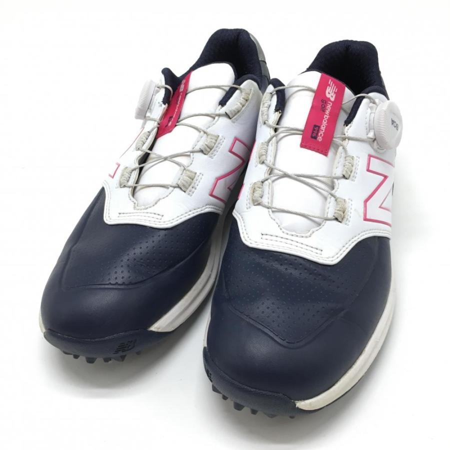 ニューバランス ゴルフシューズ ネイビー×白×ピンク ボア WGB996N2