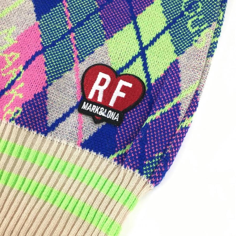 新品】マークアンドロナ セーター ベージュ×ブルー アーガイル 袖  