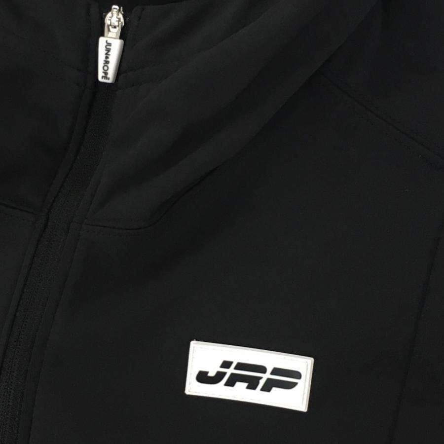 超美品】ジュンアンドロペ パーカー 黒 ストレッチ ハーフジップ 左右