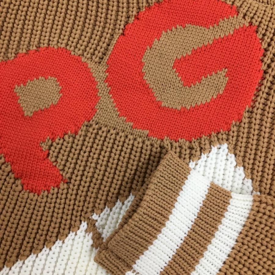 PEARLY GATES 長袖　ダイヤ　刺繍　ニット　セーター　総柄 新品】パーリーゲイツ セーター ブラウン×レッド 一部ダイヤ柄 ニット