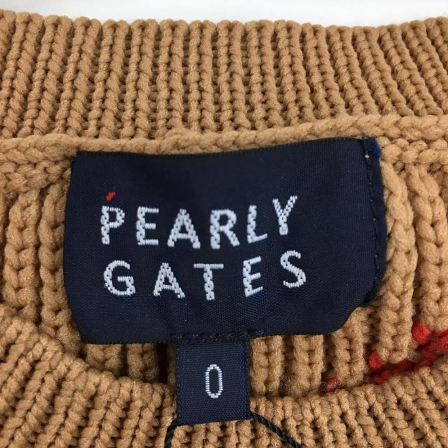 新品】パーリーゲイツ セーター ブラウン×レッド 一部ダイヤ柄 ニット