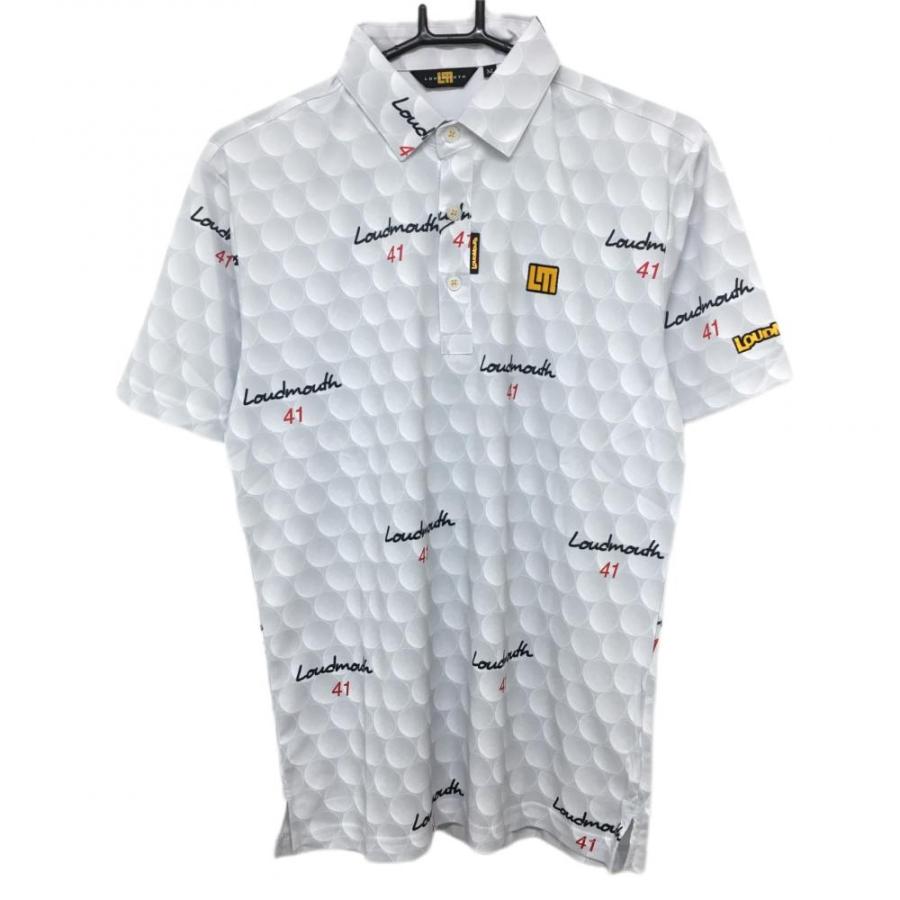 新品】ラウドマウス 半袖ポロシャツ グレー ビッグゴルフボール柄 吸汗