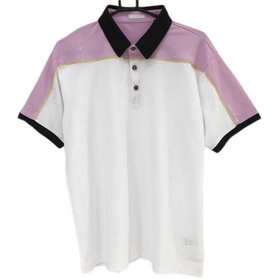 超美品】ヒールクリーク 半袖ポロシャツ 白×ピンク バイカラー メンズ  