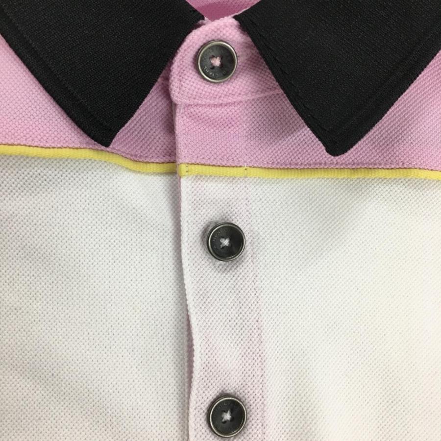 超美品】ヒールクリーク 半袖ポロシャツ 白×ピンク バイカラー メンズ  