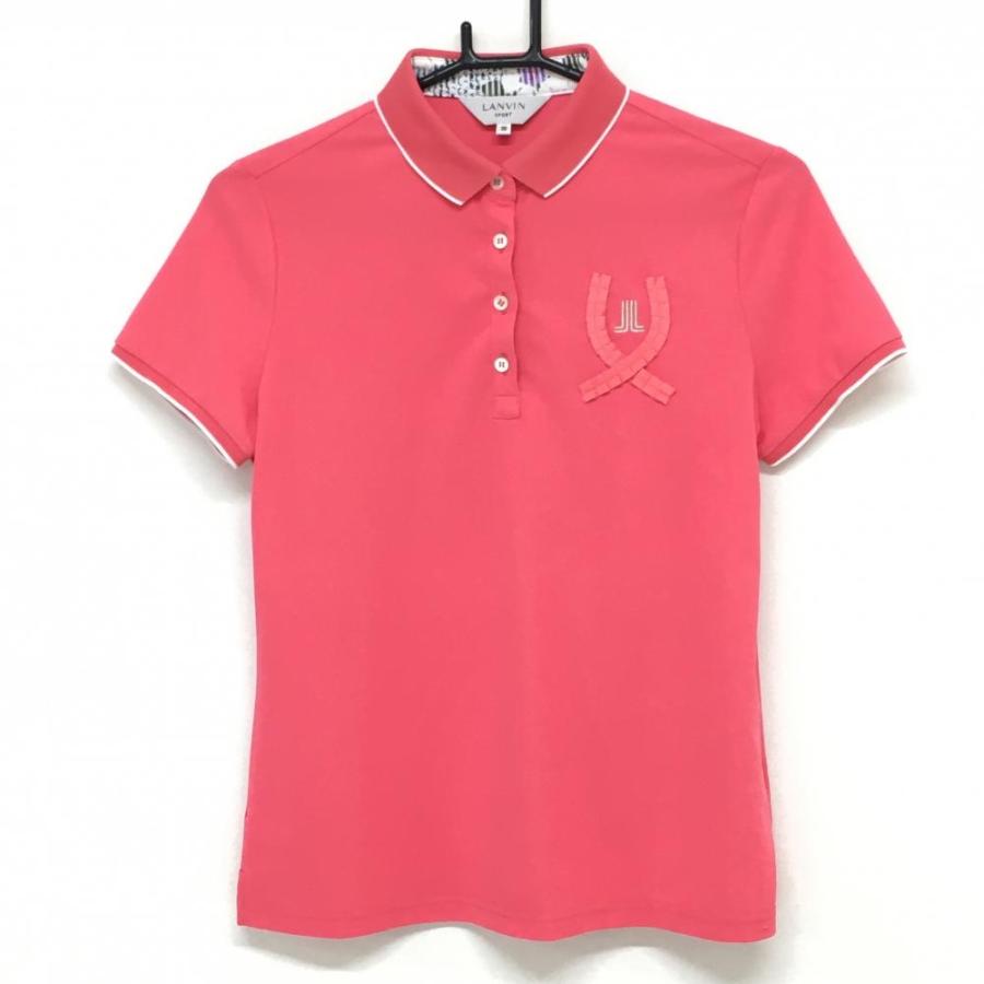 美品 ランバンスポール ゴルフ ポロシャツ ピンク 系 サイズ38 LANVIN ランバンスポール 半袖ポロシャツ ピンク 襟、袖口白