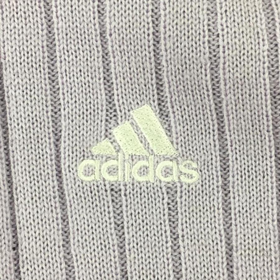 adidas（アディダス） 襟付ニットジャケット パープル×白 ボーダー