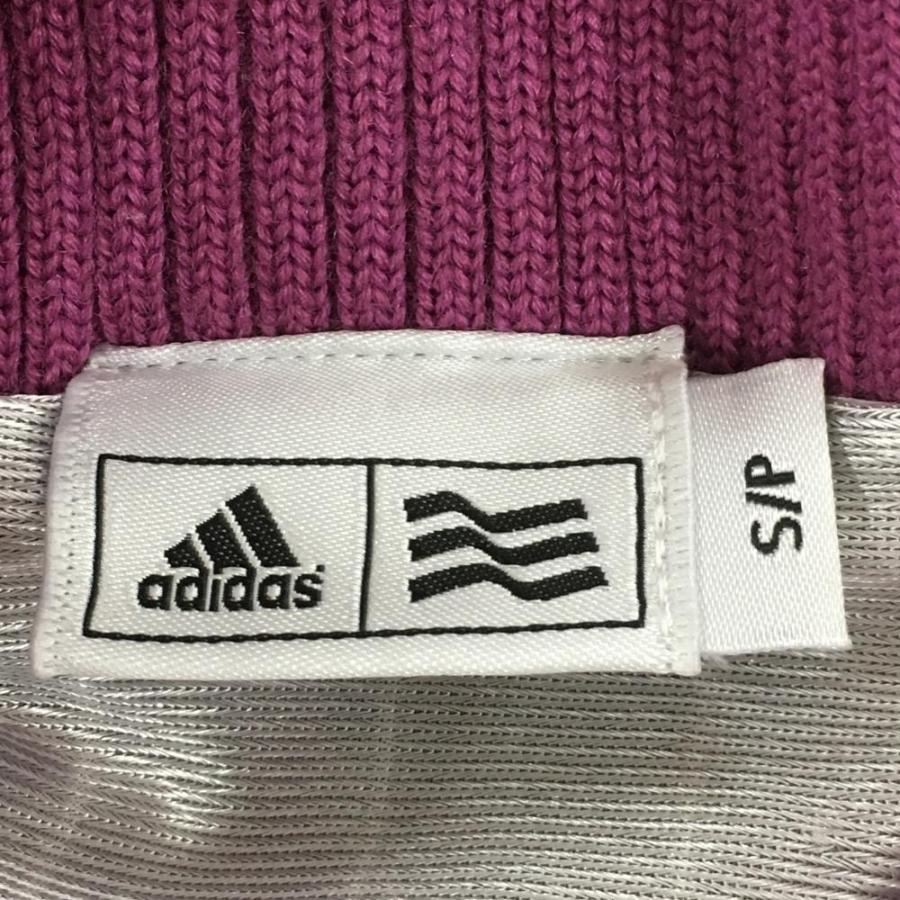 adidas（アディダス） 襟付ニットジャケット パープル×白 ボーダー