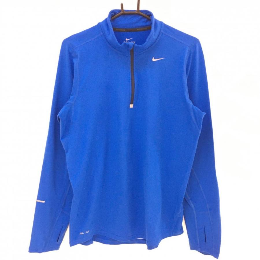 NIKE ナイキ 長袖ハイネックシャツ ブルー DRI-FIT ハーフジップ NIKE ナイキ 長袖ハイネックシャツ ブルー DRI-FIT ハーフジップ