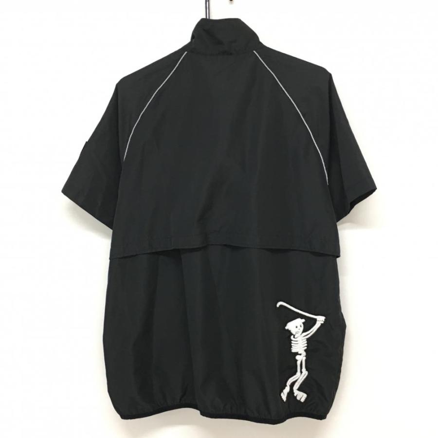 美品】バランスデザイン 半袖ブルゾン 黒 複数ワッペン 背中裏地