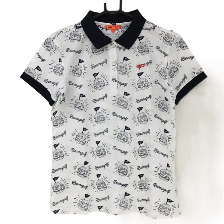 超美品】ビームスゴルフ 半袖ポロシャツ 白×ネイビー