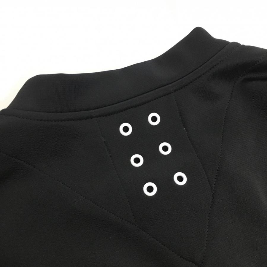 【超美品】ラッセルノ 半袖ハイネックシャツ 黒×白 ルチャマスク ハーフジップ 一部メッシュ メンズ 5(L) ゴルフウェア
