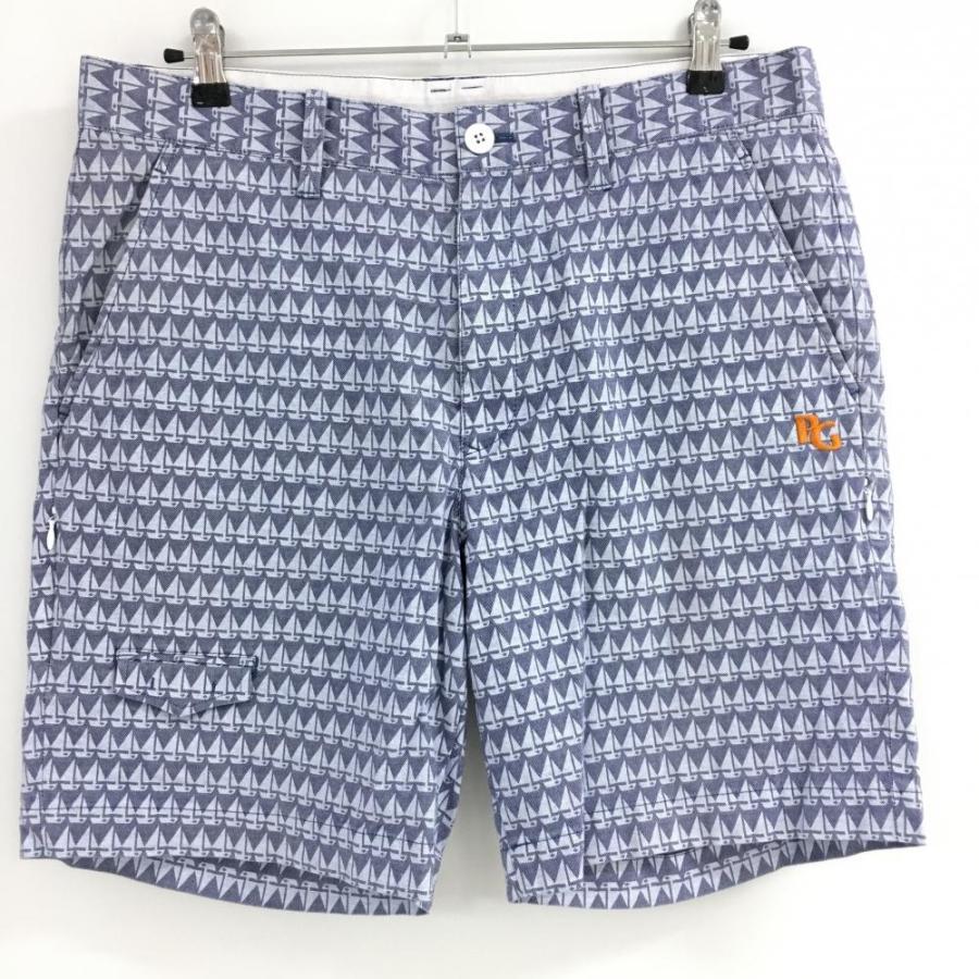 PEARLY GATES パーリーゲイツ ゴルフ ハーフパンツ いかり柄 美品】パーリーゲイツ ハーフパンツ ネイビー×ライトブルー ヨット柄