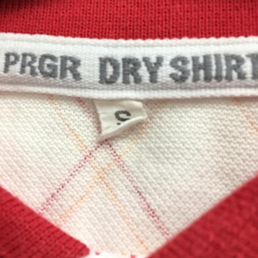 PRGR（プロギア） 半袖ポロシャツ 白×レッド ダイヤ チェック メンズ S