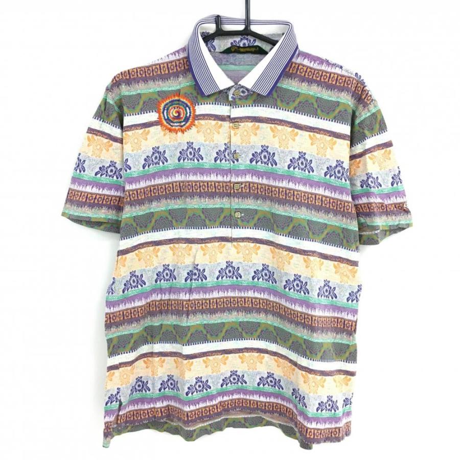 超美品】J'sジャンボ 半袖ポロシャツ ジャンボ尾崎 マルチカラー 総柄