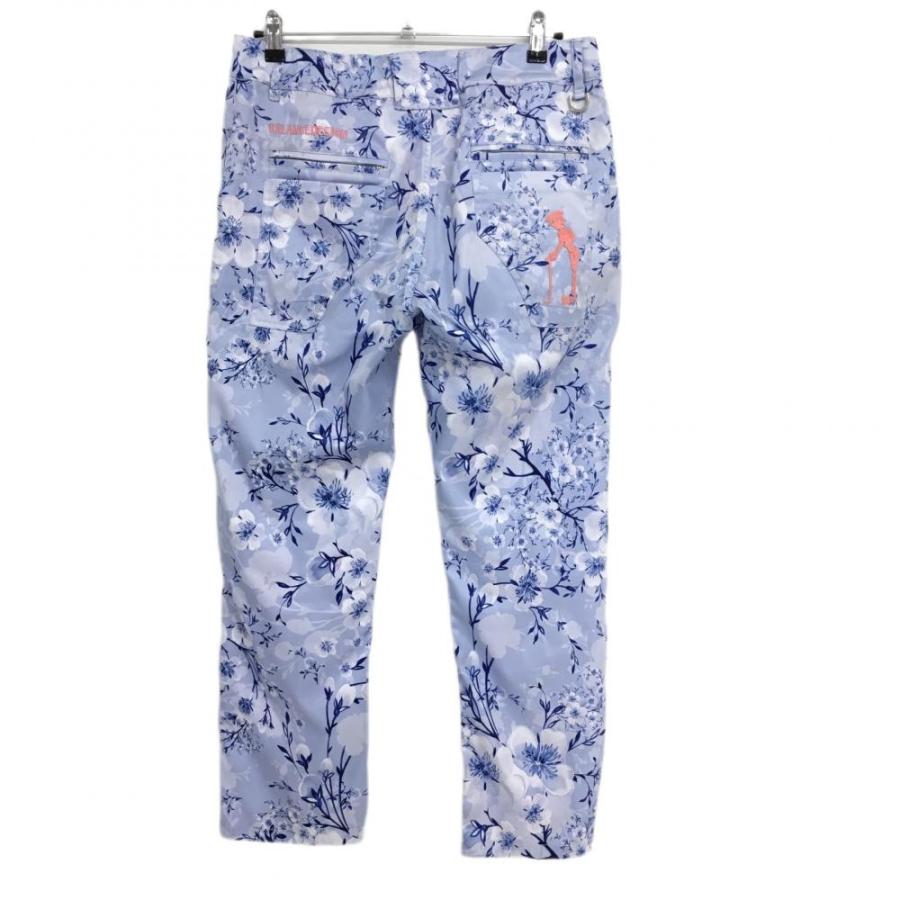 バランスデザイン パンツ ブルー×白 花柄 ストレッチ スカル バランスデザイン パンツ ブルー×白 花柄 ストレッチ スカル
