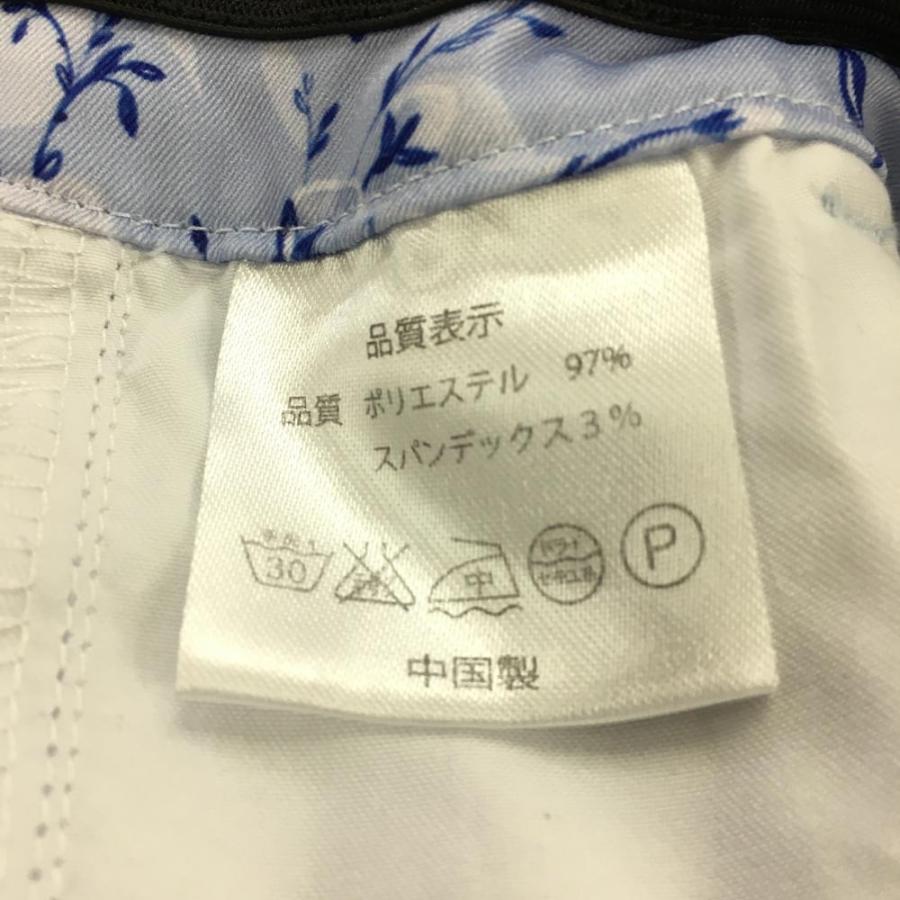 バランスデザイン パンツ ブルー×白 花柄 ストレッチ スカル バランスデザイン パンツ ブルー×白 花柄 ストレッチ スカル