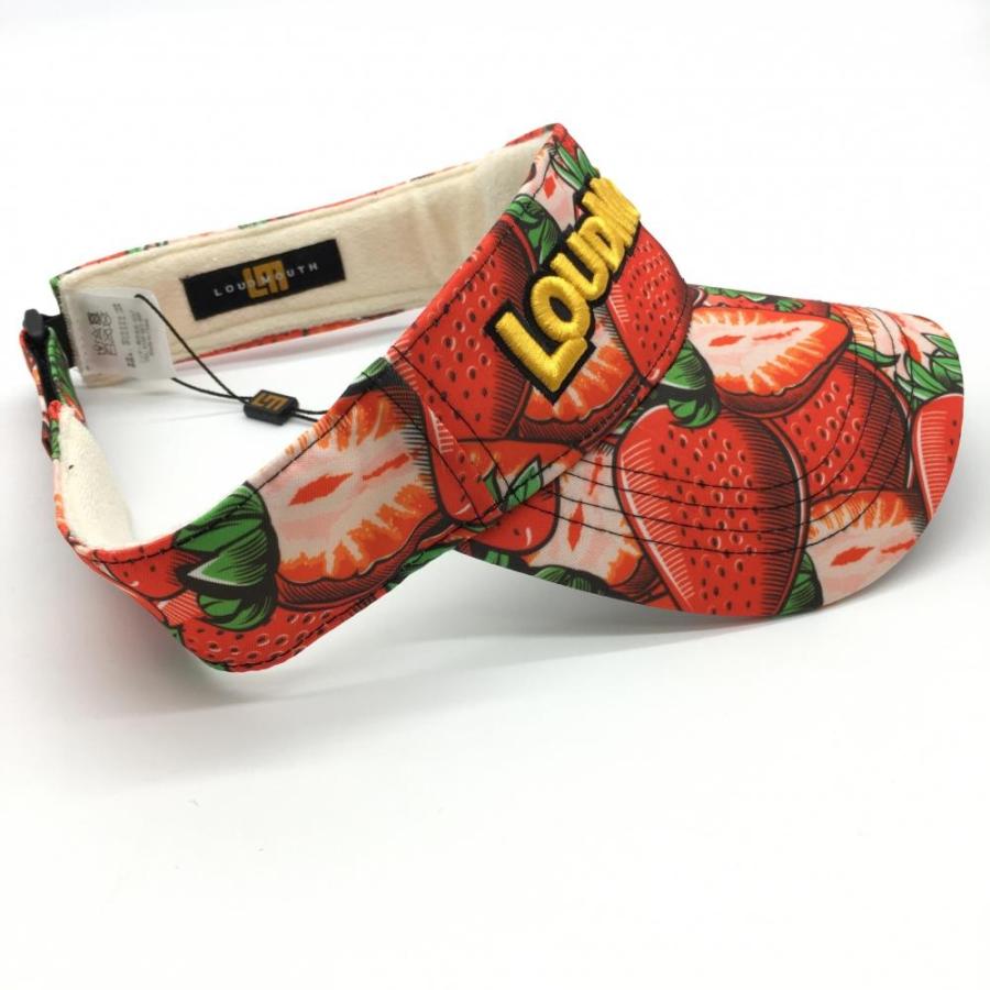 新品】ラウドマウス サンバイザー レッド×黒 イチゴ柄 内側