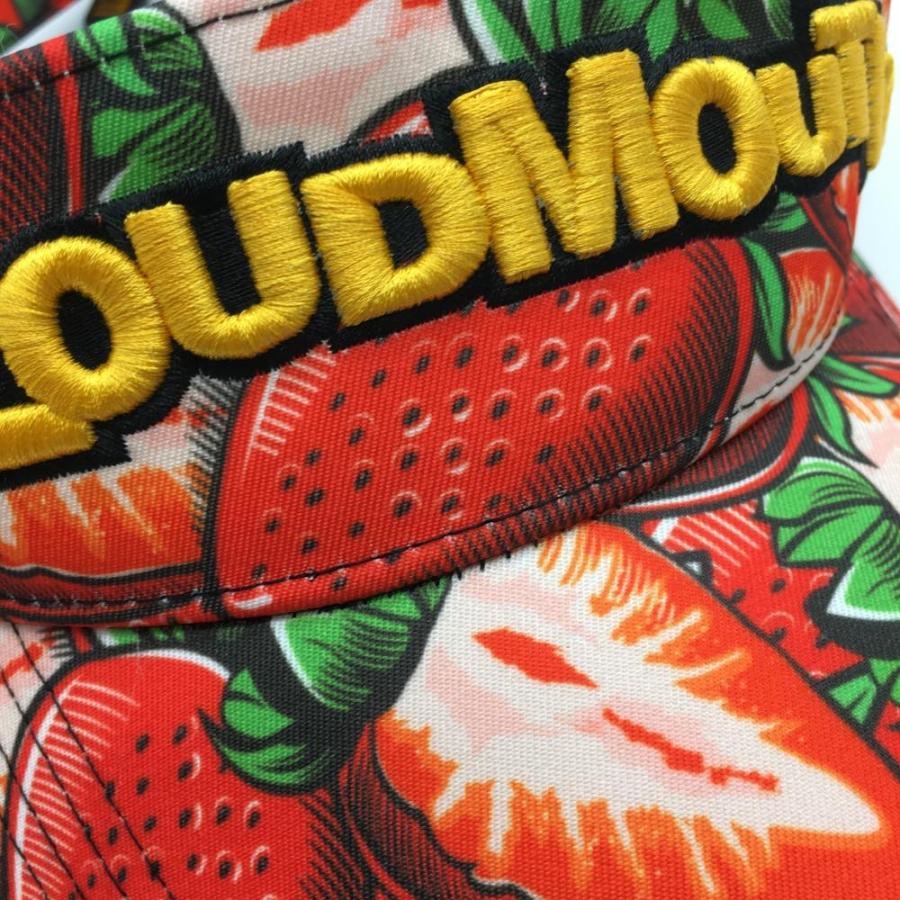 未使用　ラウドマウス　蛍光　セットアップ 新品】ラウドマウス サンバイザー レッド×黒 イチゴ柄 内側