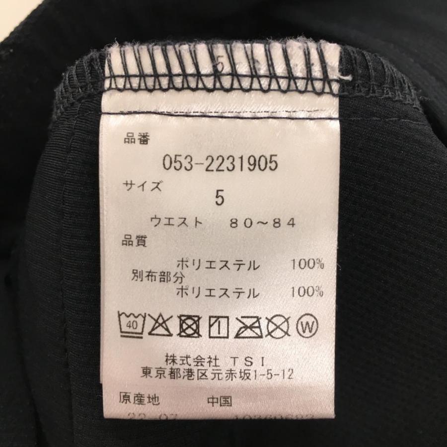 美品】パーリーゲイツ ストレッチパンツ 黒 織生地 裾異素材切替