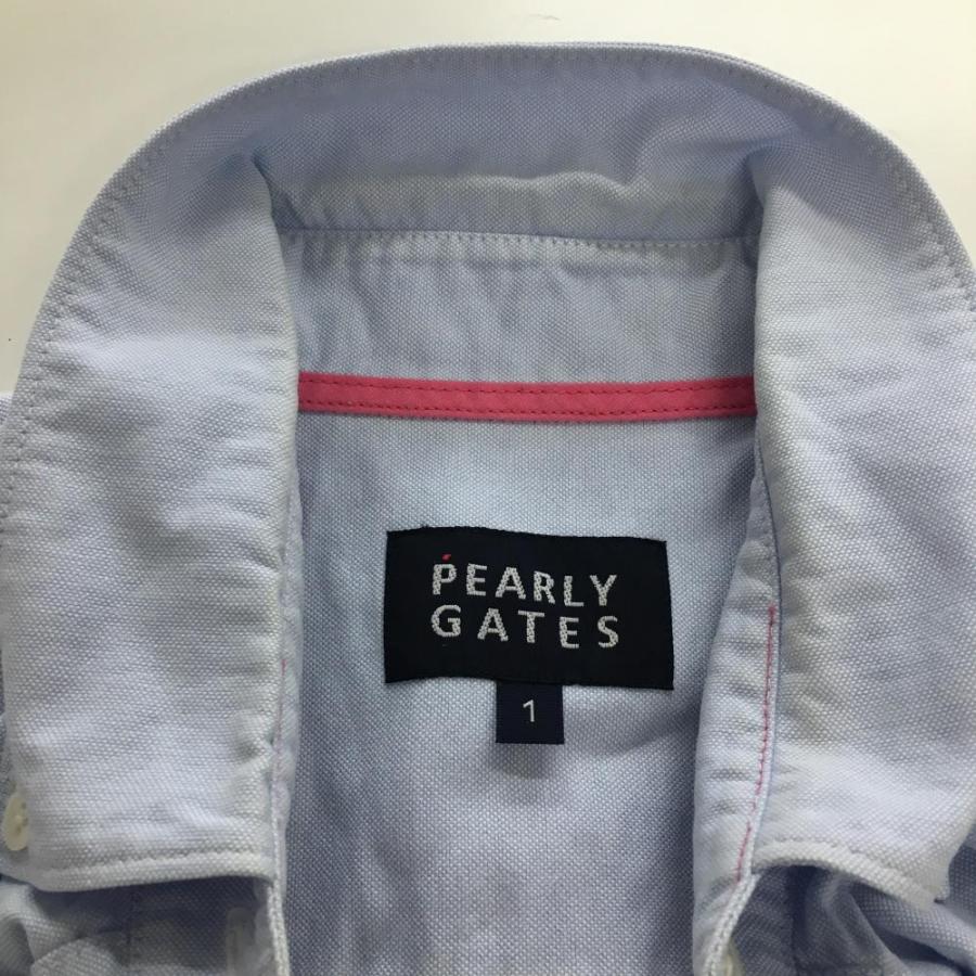 PEARLY GATES ライトブルー シャツ サイズ4 PEARLY GATES（パーリーゲイツ） 半袖シャツ ライトブルー ボタン