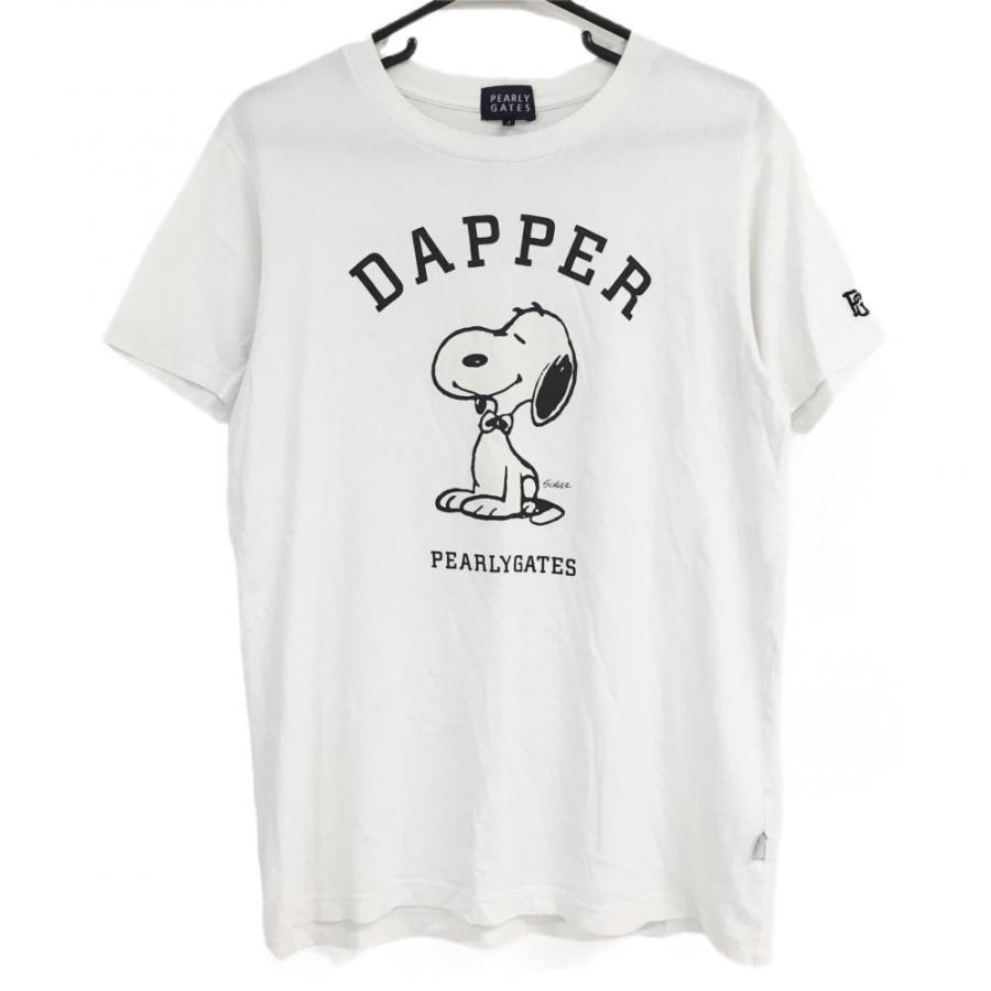 美品】パーリーゲイツ×PEANUTS 半袖Tシャツ 白×黒 スヌーピー コットン