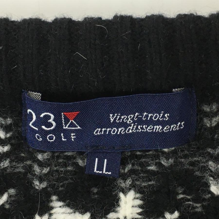美品】23区ゴルフ セーター 白×黒 身頃ノルディック柄 カシミヤ 美品】23区ゴルフ セーター 白×黒 身頃ノルディック柄 カシミヤ