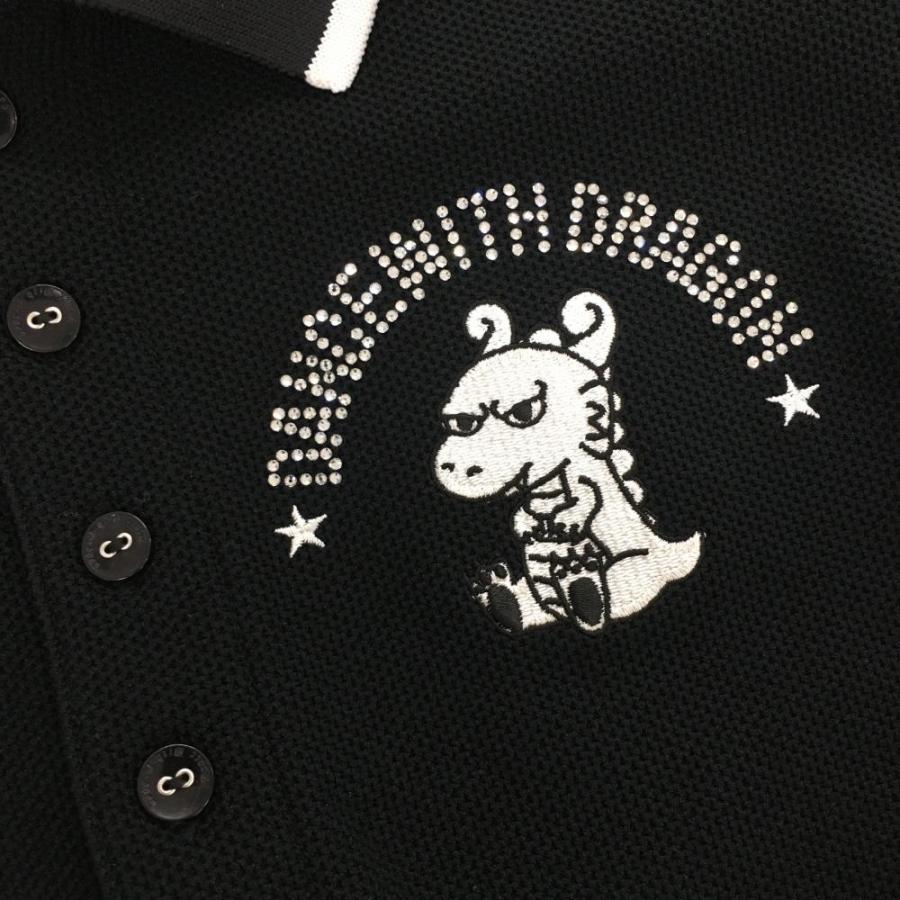 超美品】ダンスウィズドラゴン 切替半袖ポロワンピース 黒×白 サイド