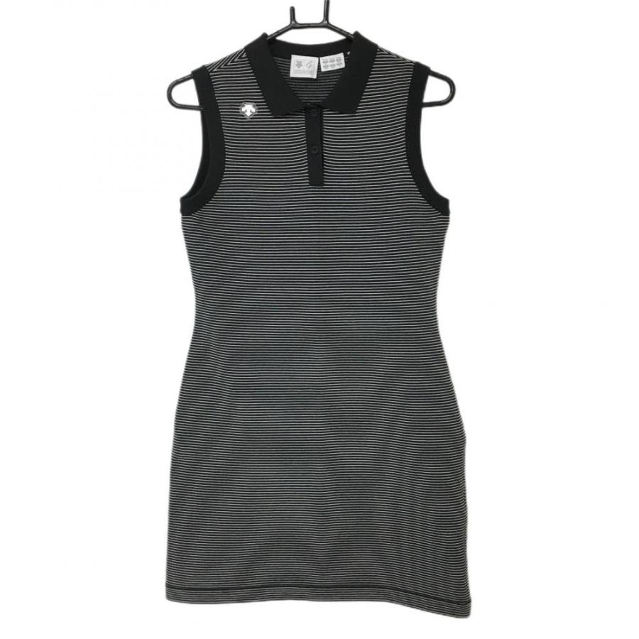 デサントゴルフ ノースリーブワンピース ネイビー×白 ボーダー 中田  