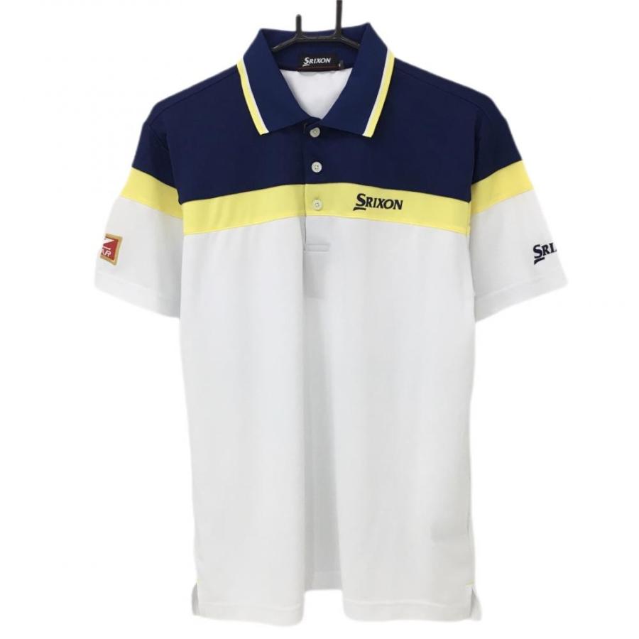 SRIXON ゴルフ 半袖ポロシャツ 松山英樹着用カラーモデルイエロー　美品★ 新品】スリクソン 半袖ポロシャツ 白×ネイビー×イエロー 松山英樹着用