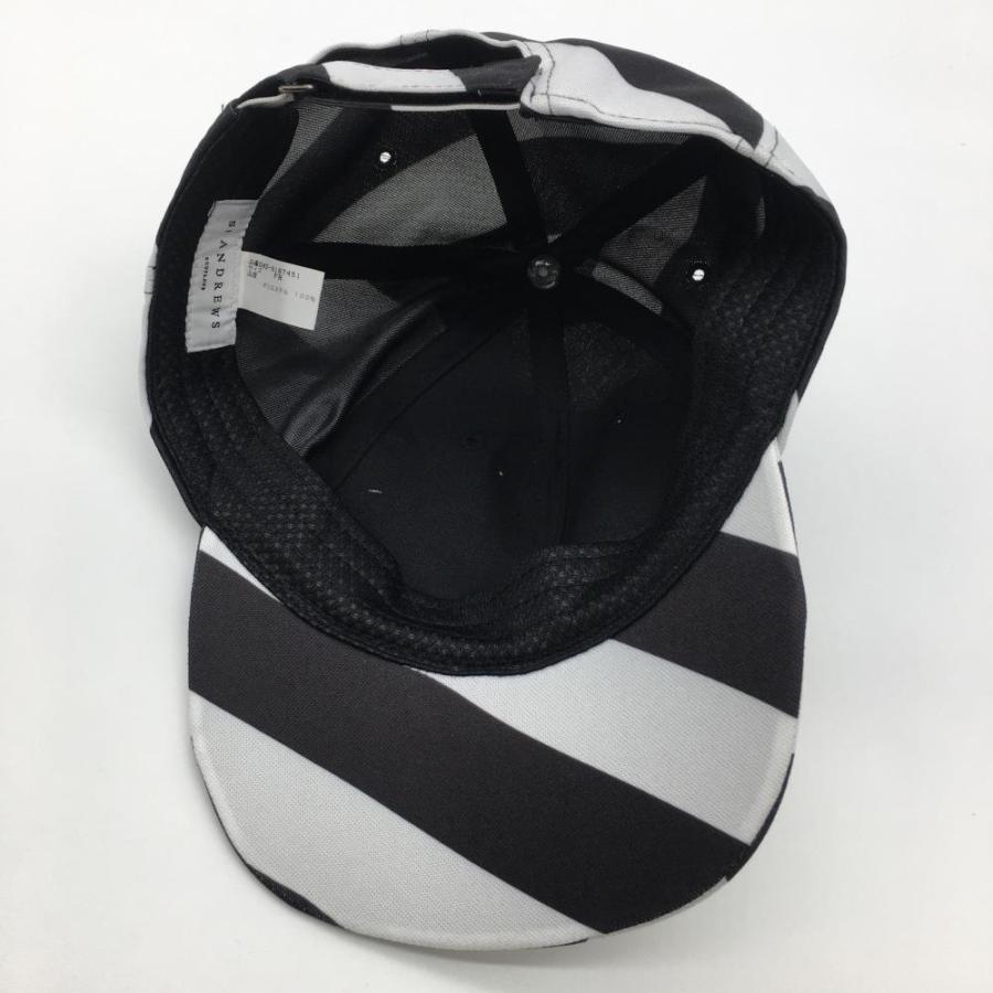 St ANDREWS セントアンドリュース キャップ 黒×白 斜めストライプ