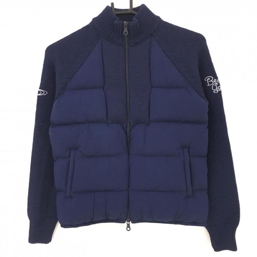 超美品】ビームスゴルフ 中綿ニットジャケット ネイビー 異素材切替