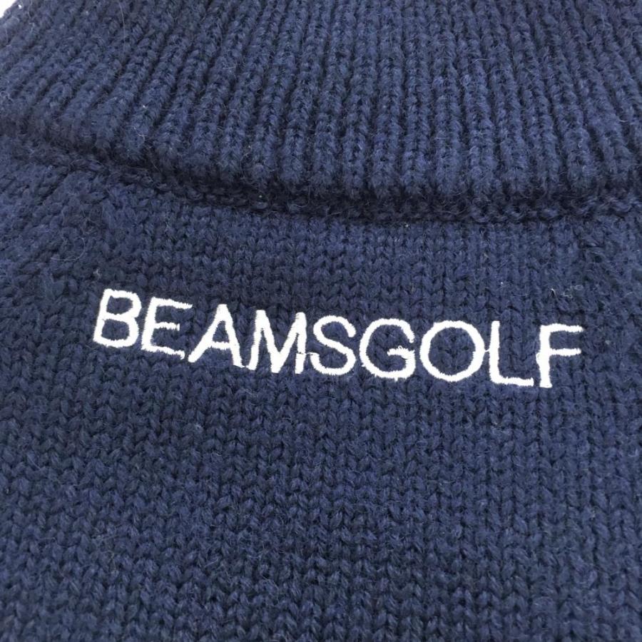 超美品】ビームスゴルフ 中綿ニットジャケット ネイビー 異素材切替