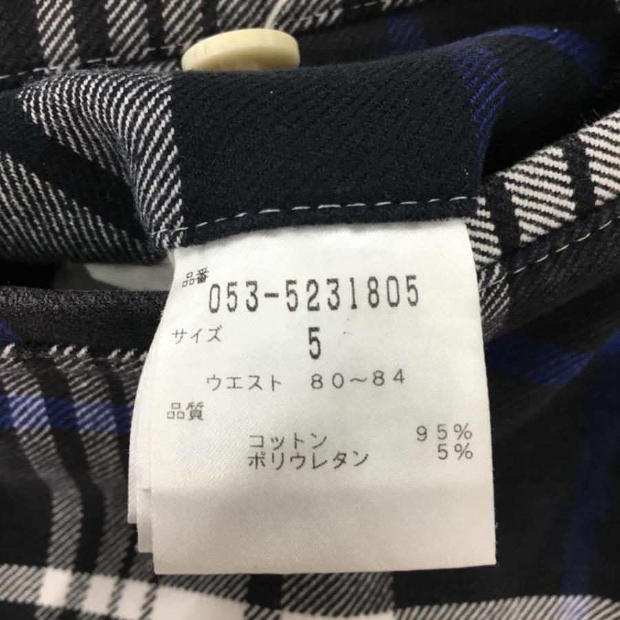 超美品】パーリーゲイツ パンツ ネイビー×白 チェック ストレッチ