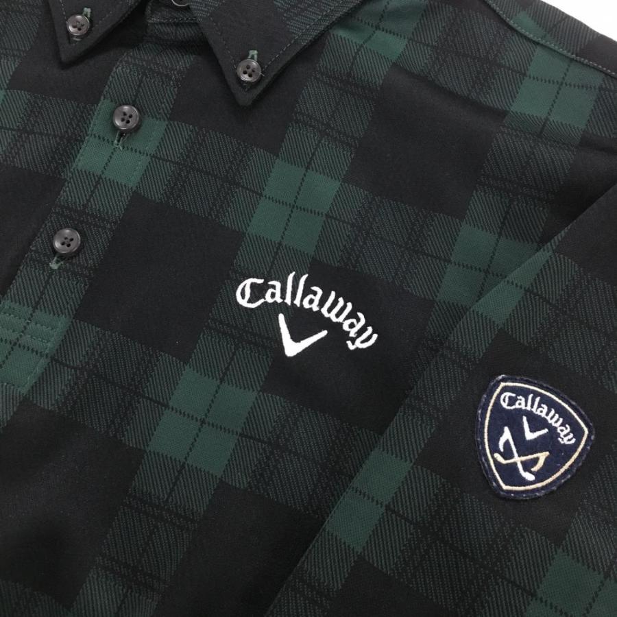 【超美品】キャロウェイ 長袖ポロシャツ グリーン×黒 チェック ボタンダウン メンズ L ゴルフウェア Callaway : レオナード ...