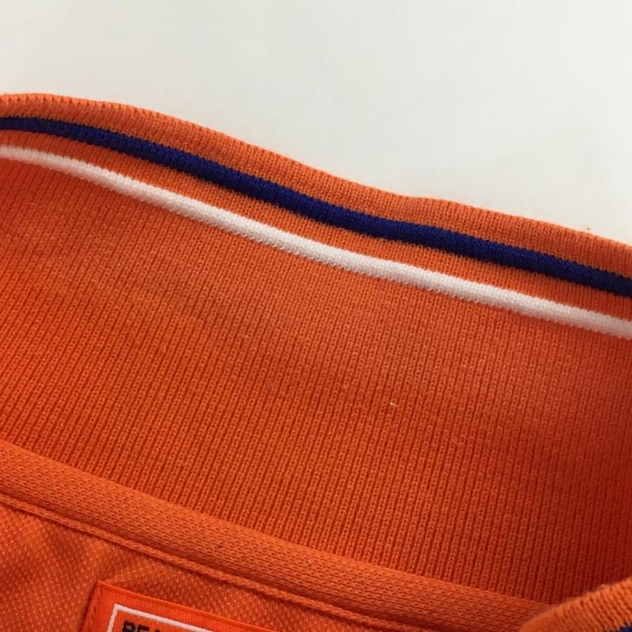 ビームスゴルフ 半袖ポロシャツ オレンジ 襟ライン ロゴブルー メンズ